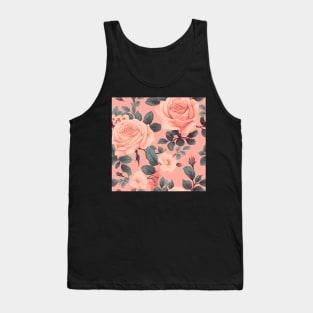 Pink Rose Floral Pattern Tank Top